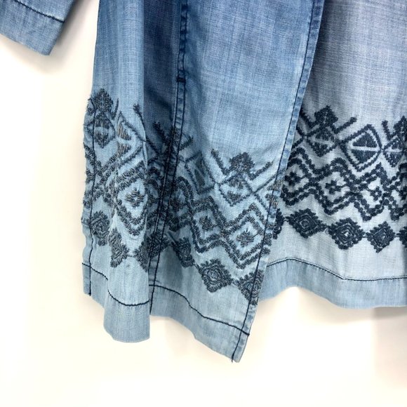 Chico's Chambray Ombre Embroidery Jacket 0 Small 4 - Picture 4 of 5